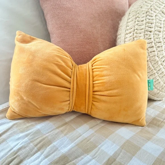 Target Pillowfort Kids Mustard Yellow Bow Throw Pillow
